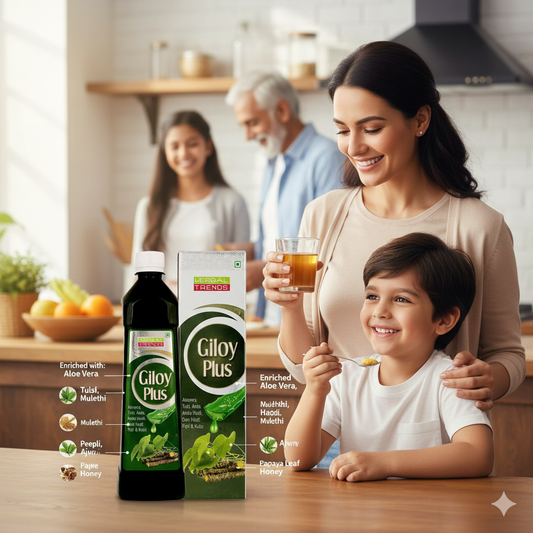 Giloy Plus- Natural Immunity Booster Juice- Enriched with Aloevera,Tulsi, Amla, Amba Haldi, Daru Haldi, Pipli & Kutki - 750ml