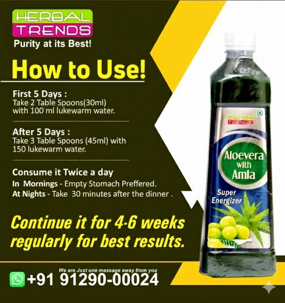 Aloe Vera with Amla Juice - Healthy Nutrition for Skin and Hair- Pure & Natural Ras -750ml