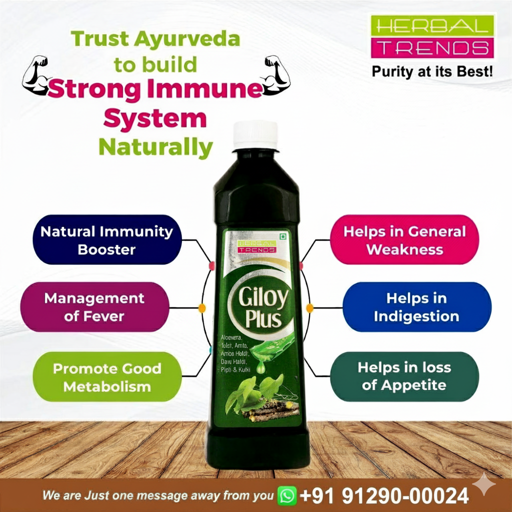Giloy Plus- Natural Immunity Booster Juice- Enriched with Aloevera,Tulsi, Amla, Amba Haldi, Daru Haldi, Pipli & Kutki - 750ml