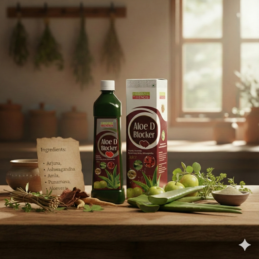 Aloe D Blocker - Heart Care Juice - Ayurvedic Safe Blend of 5 Rejuvenating Herbs - 750ml