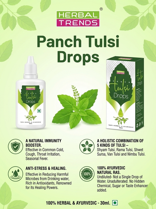 Panch Tulsi Drops - 30ml- Natural Immunity Builder- Pure ,Unadulterated & 100% Natural
