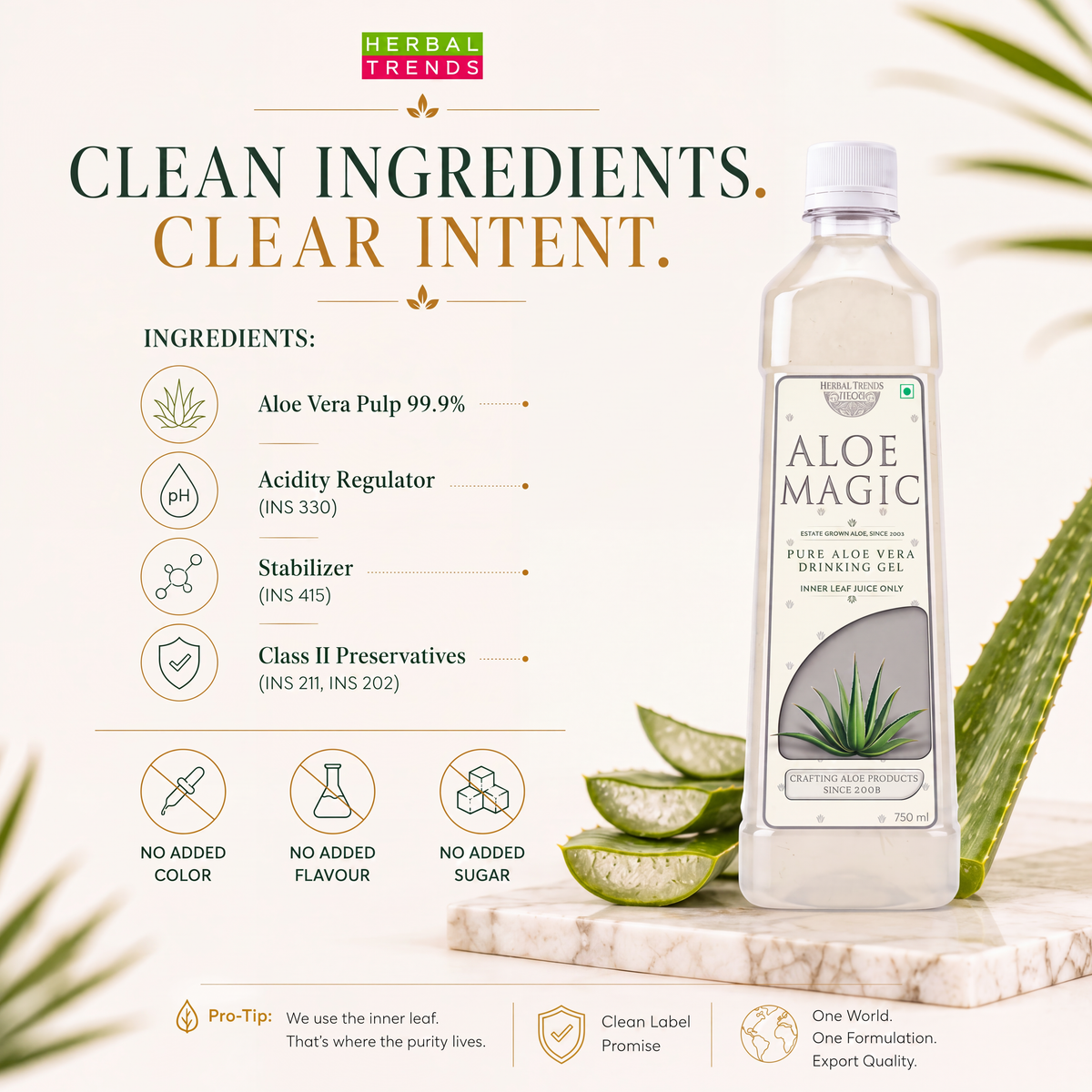 Aloe Magic - Pure Aloe Vera Drinking Gel - Direct from Cultivator and Manufacturer- 750 ml