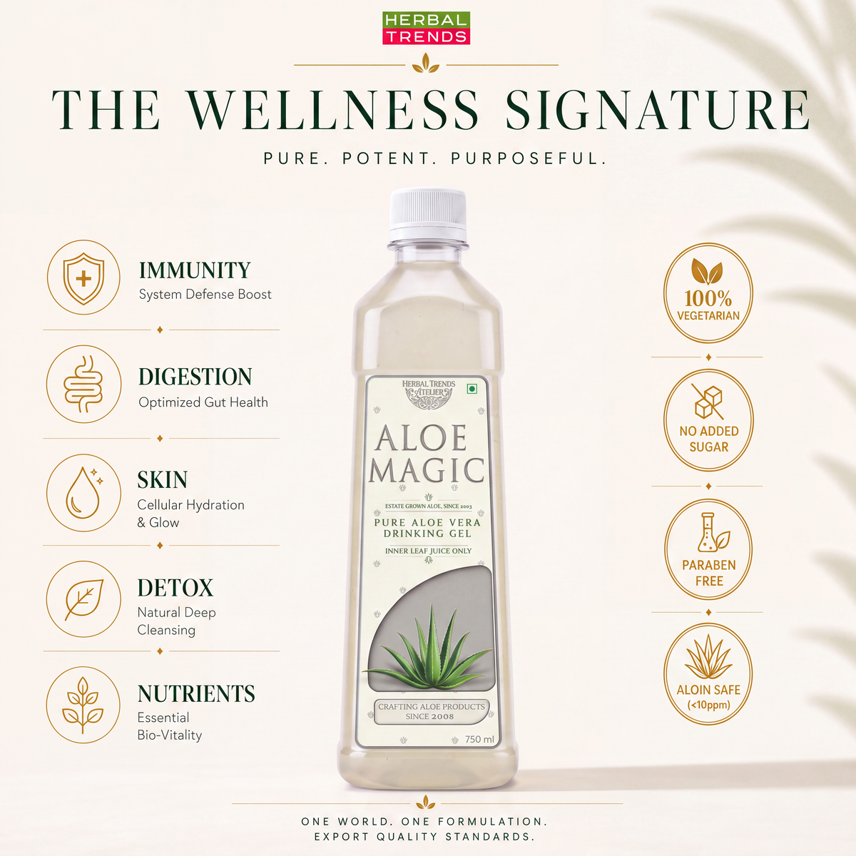 Aloe Magic - Pure Aloe Vera Drinking Gel - Direct from Cultivator and Manufacturer- 750 ml