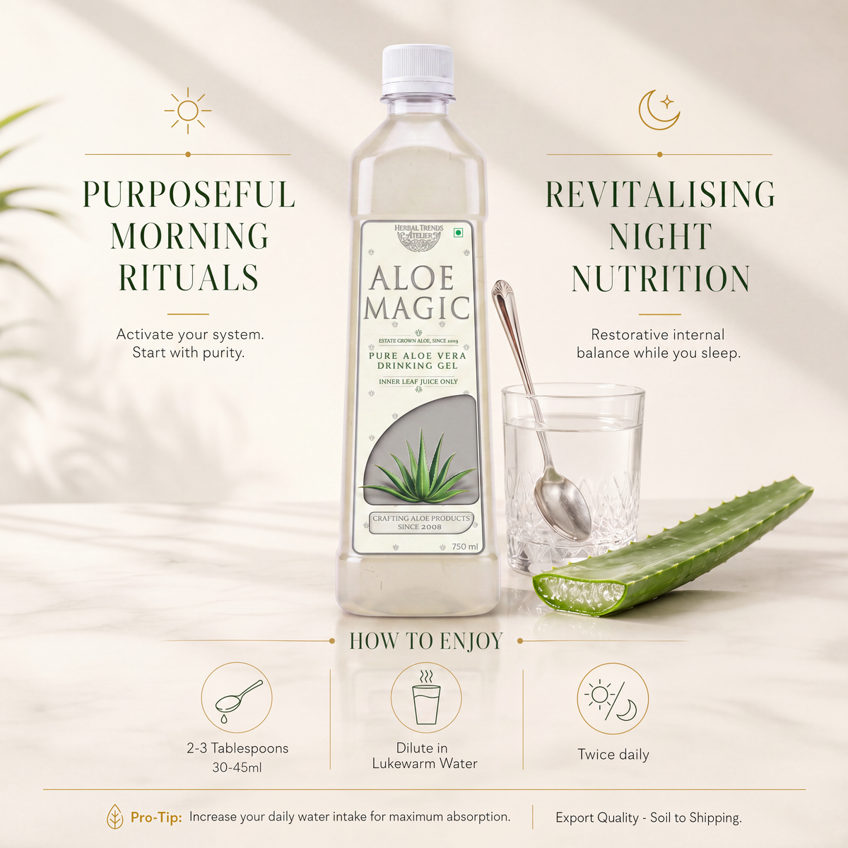 Aloe Magic - Pure Aloe Vera Drinking Gel - Direct from Cultivator and Manufacturer- 750 ml