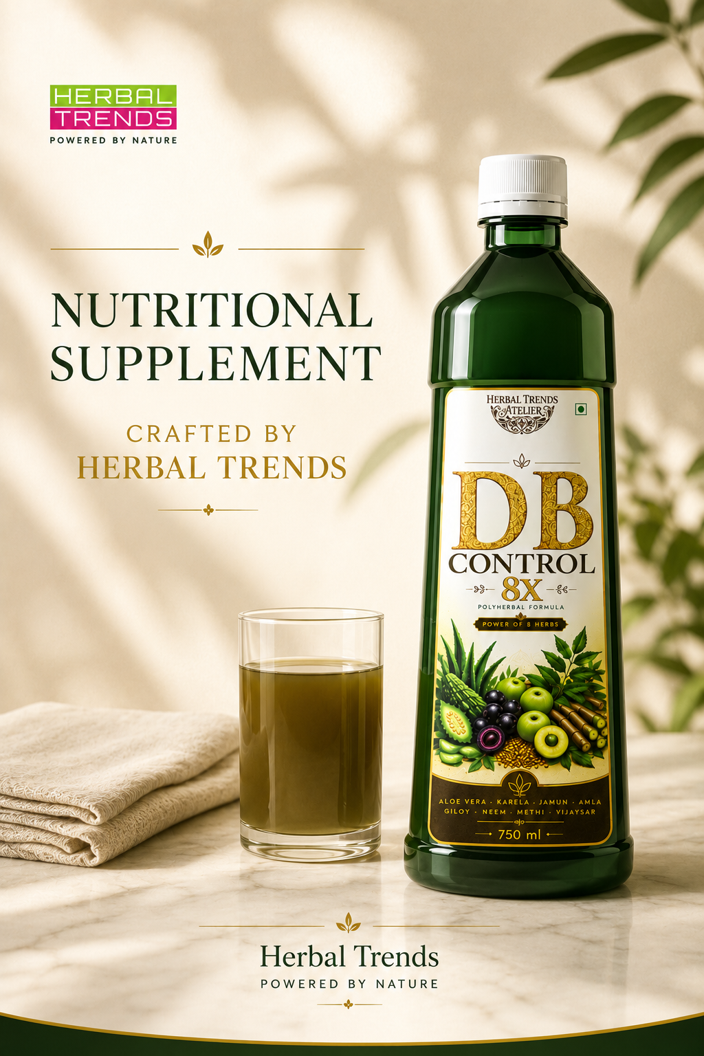 DB Control 8x Juice- Healthy Blood Sugar Balance- Power of 8 Rejuvenating Herbs- 750ml