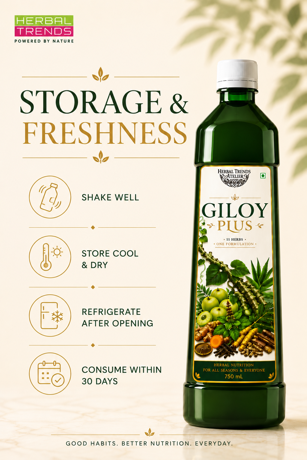 Giloy Plus- Natural Immunity Booster Juice- Enriched with Aloevera,Tulsi, Amla, Amba Haldi, Daru Haldi, Pipli & Kutki - 750ml