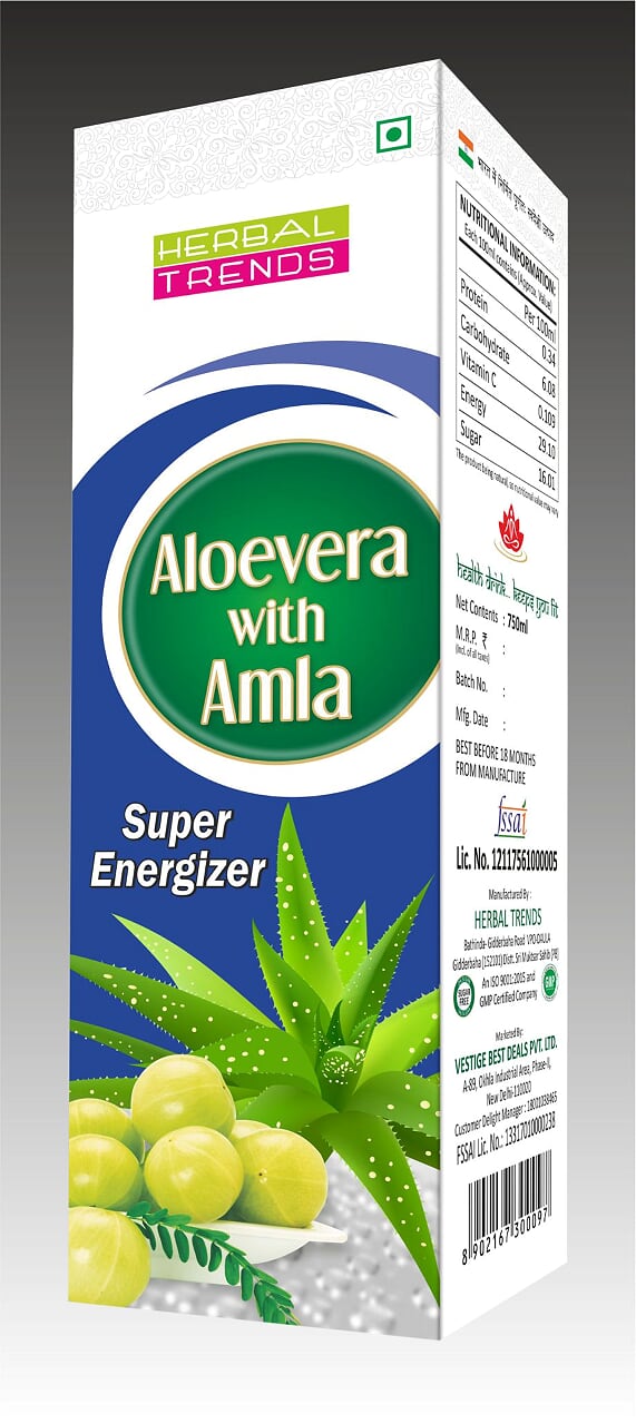 Aloe Vera with Amla Juice - Healthy Nutrition for Skin and Hair- Pure & Natural Ras -750ml