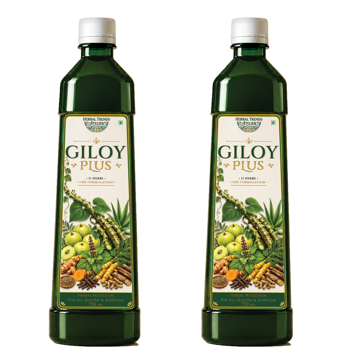 Giloy Plus- Natural Immunity Booster Juice- Enriched with Aloevera,Tulsi, Amla, Amba Haldi, Daru Haldi, Pipli & Kutki - 750ml