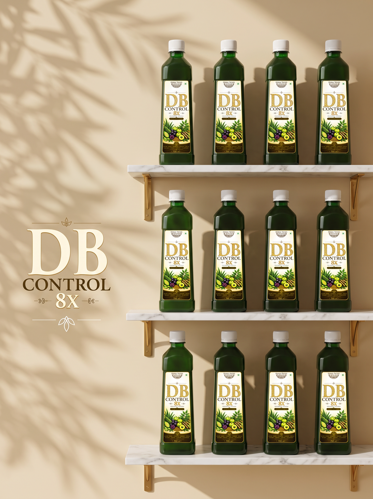 DB Control 8x Juice- Healthy Blood Sugar Balance- Power of 8 Rejuvenating Herbs- 750ml