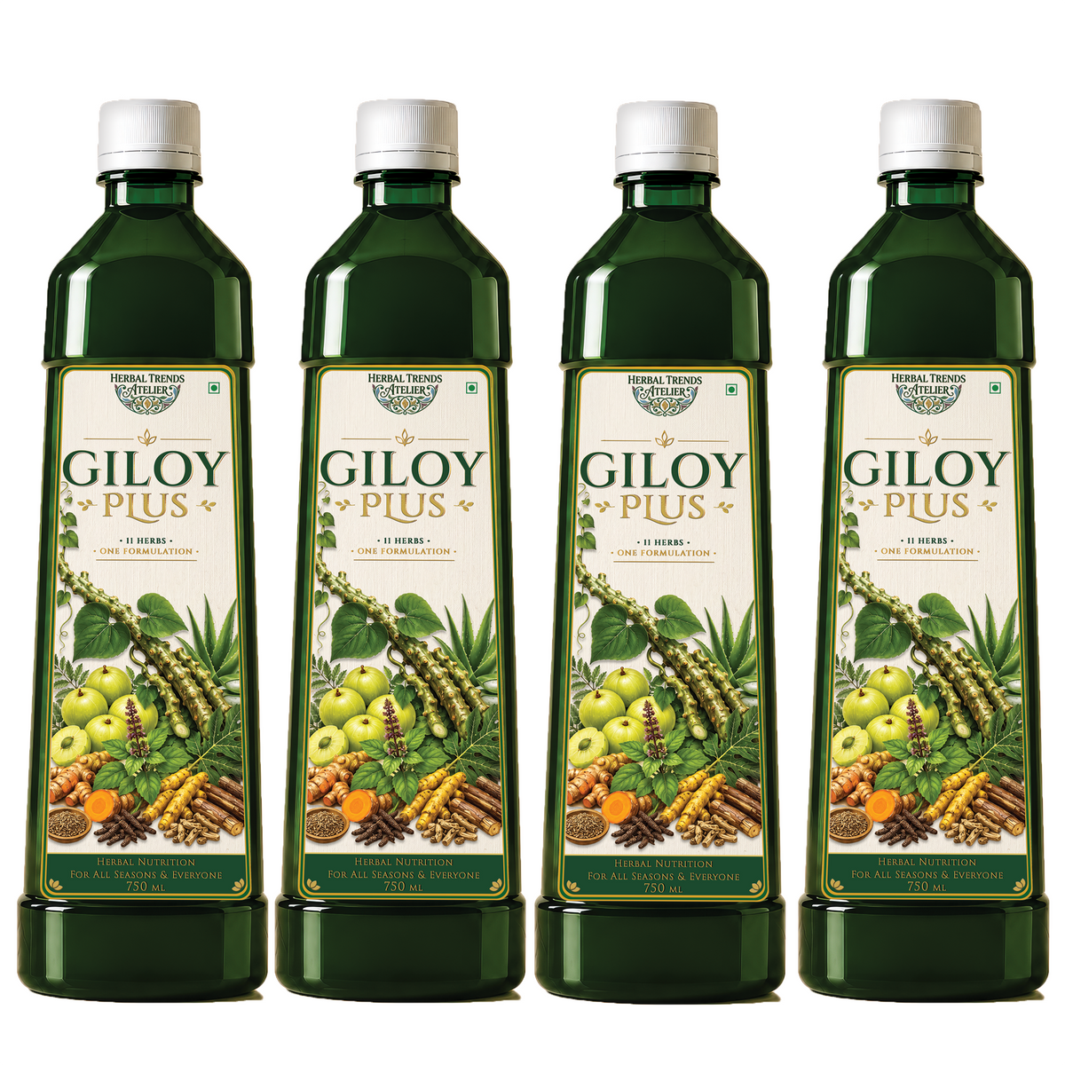 Giloy Plus- Natural Immunity Booster Juice- Enriched with Aloevera,Tulsi, Amla, Amba Haldi, Daru Haldi, Pipli & Kutki - 750ml