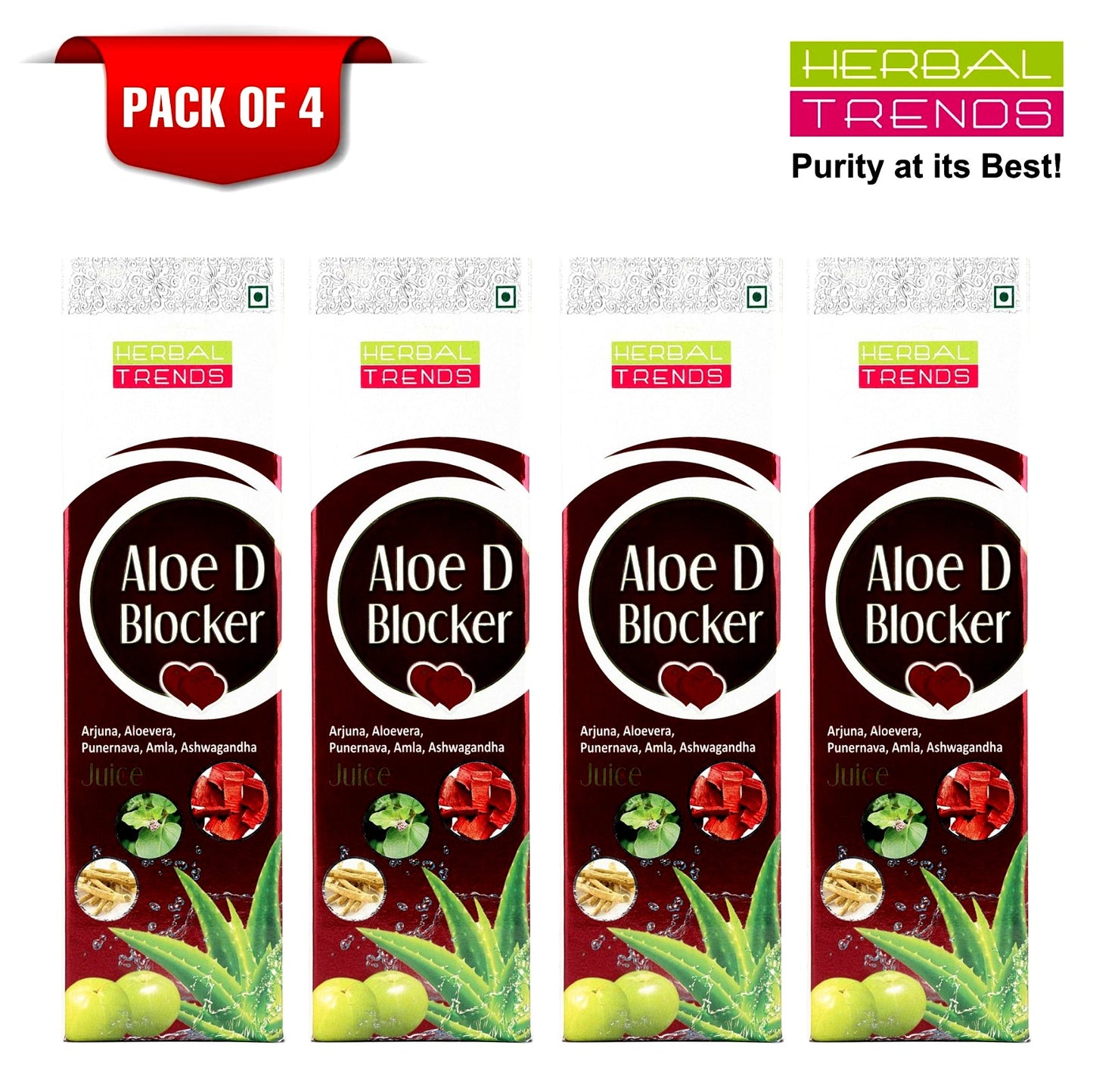 Aloe D Blocker - Heart Care Juice - Ayurvedic Safe Blend of 5 Rejuvenating Herbs - 750ml