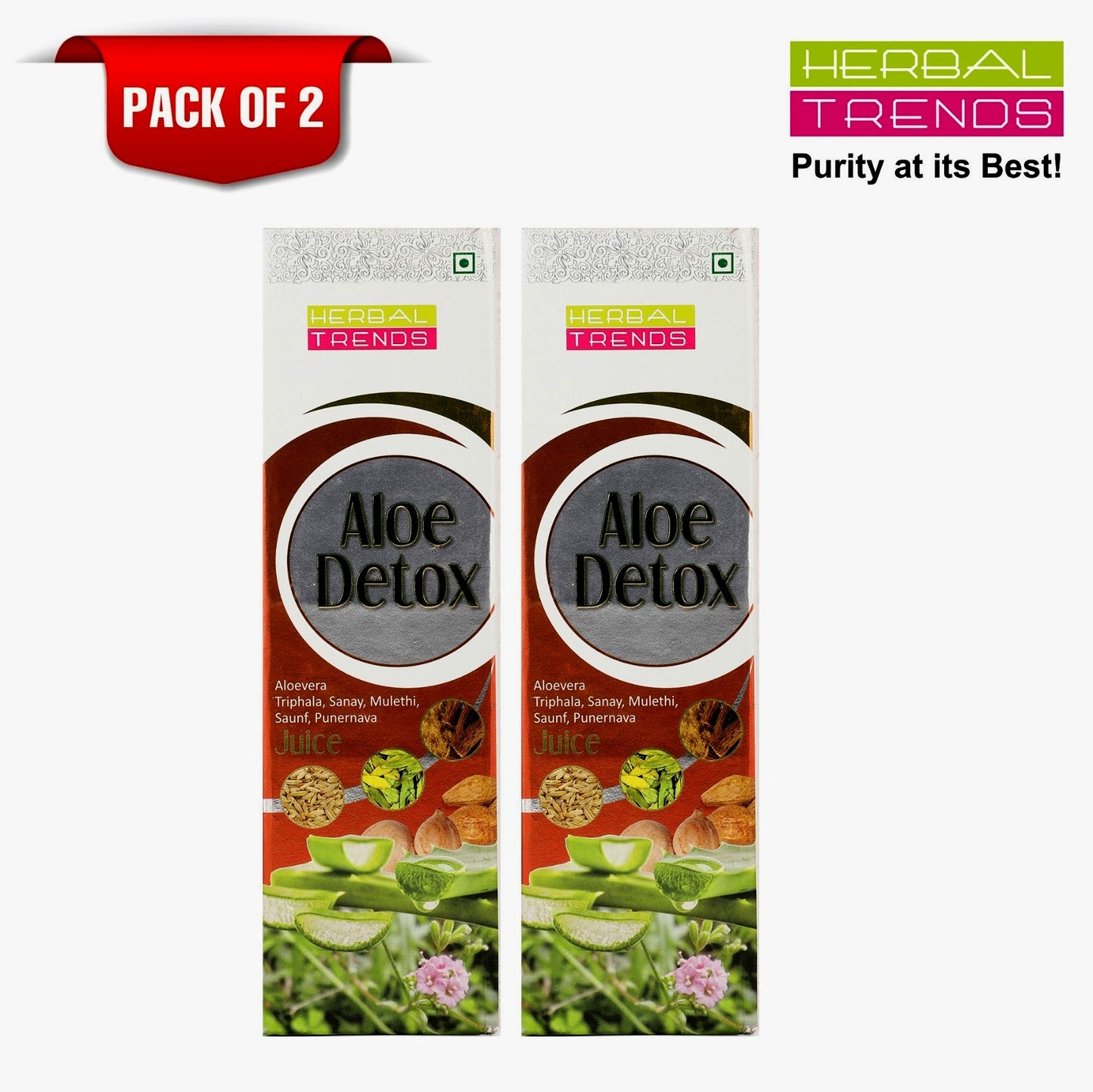 Aloe Detox Juice- Ensure Greater Feeling of Well Being- Ayurvedic Safe Blend of 12 Herbs- 750ml
