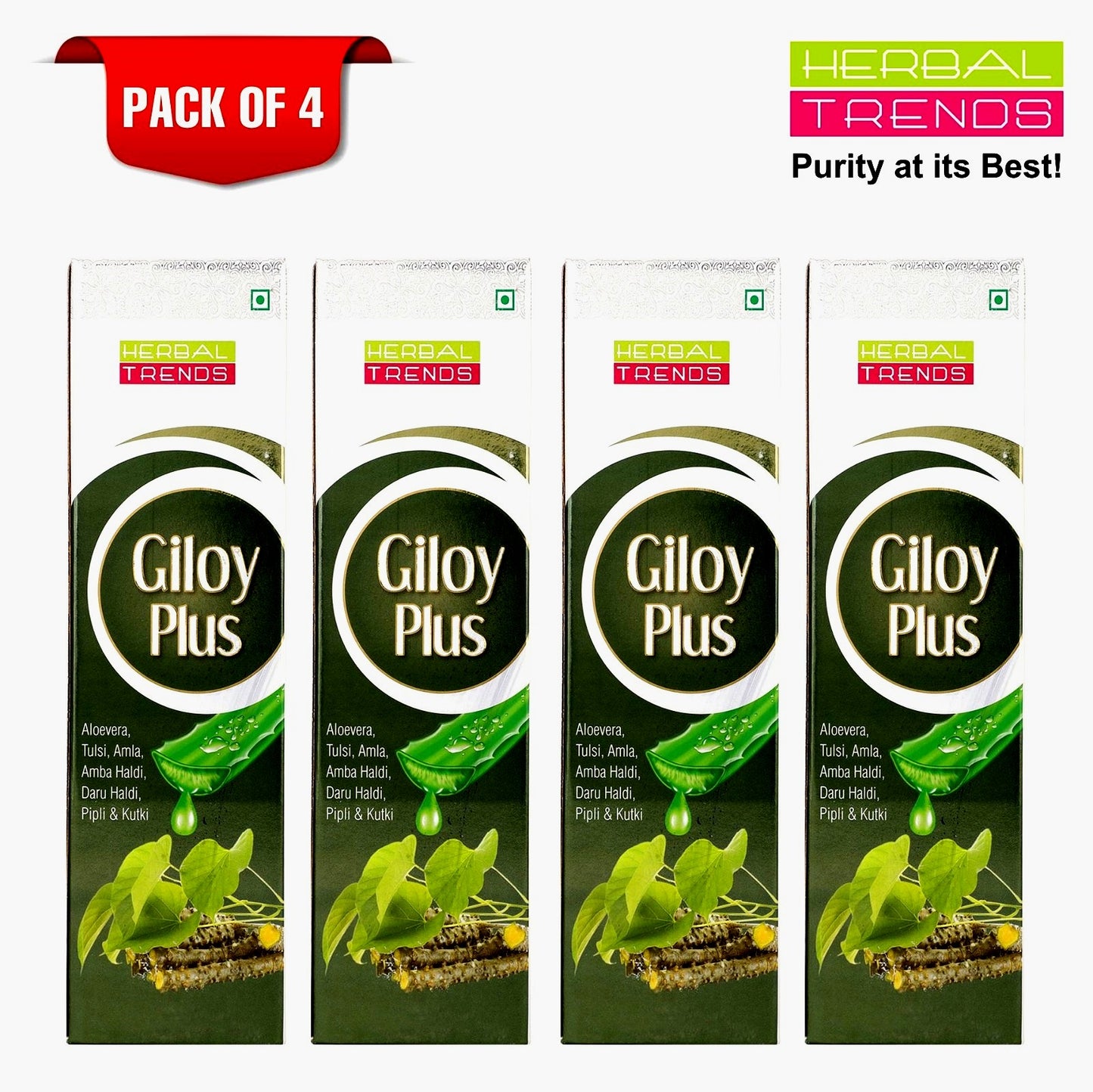 Giloy Plus- Natural Immunity Booster Juice- Enriched with Aloevera,Tulsi, Amla, Amba Haldi, Daru Haldi, Pipli & Kutki - 750ml