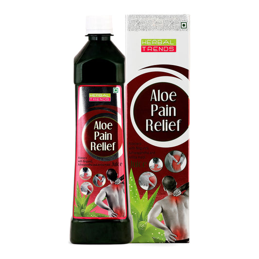 Aloe Pain Relief Juice- Body and Joint Pain Relief- Ayurvedic Safe Blend of 6 Herbs- Pure & Natural Ras-750ml