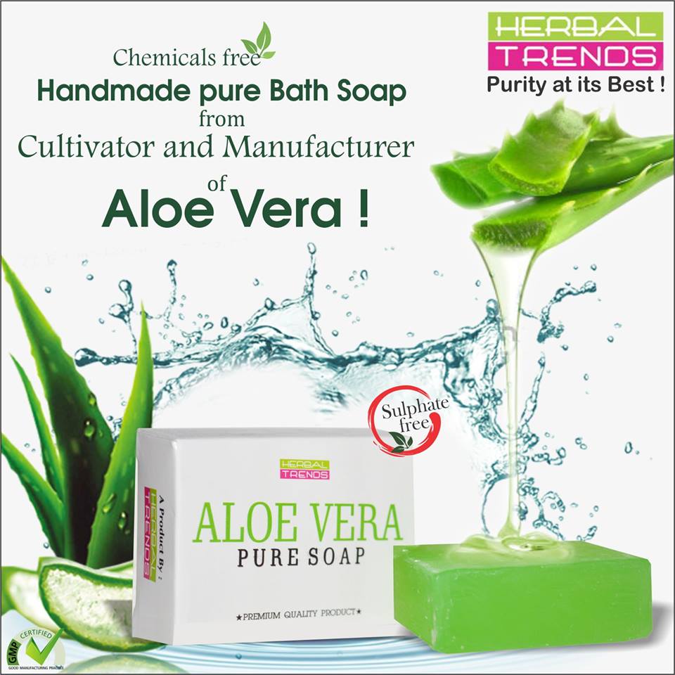 Herbal Trends Aloe Vera Soap - 100 g - Handmade & Chemical Free Mild Soap